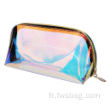 Sac de maquillage arc-en-ciel transparent en PVC en plastique de voyage en plastique